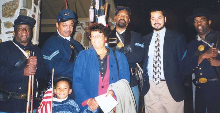 Jason Samuel, Phyllis and David Brown and Pvt. Gerald Wellington, Cpl. Norm Hill, Cpl. Charles Rawlins & Sgt. Bill Radcliff